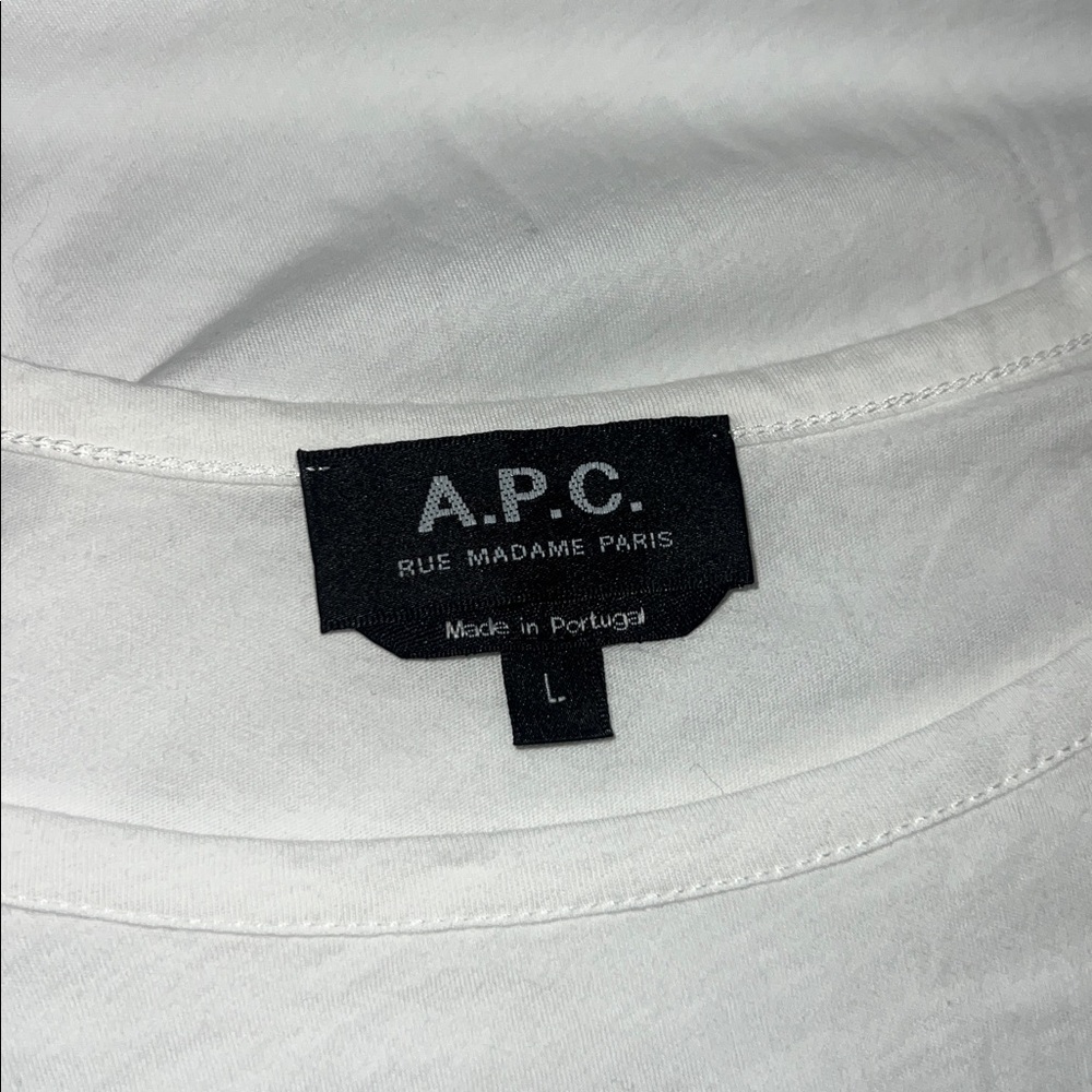 A.P.C. Oversized Boxy Fit Boatneck Cap Sleeve Tee in White, Women’s size Large - Picture 8 of 12